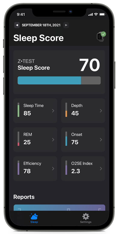 Iphone screenshot of a comprehensive sleep score
