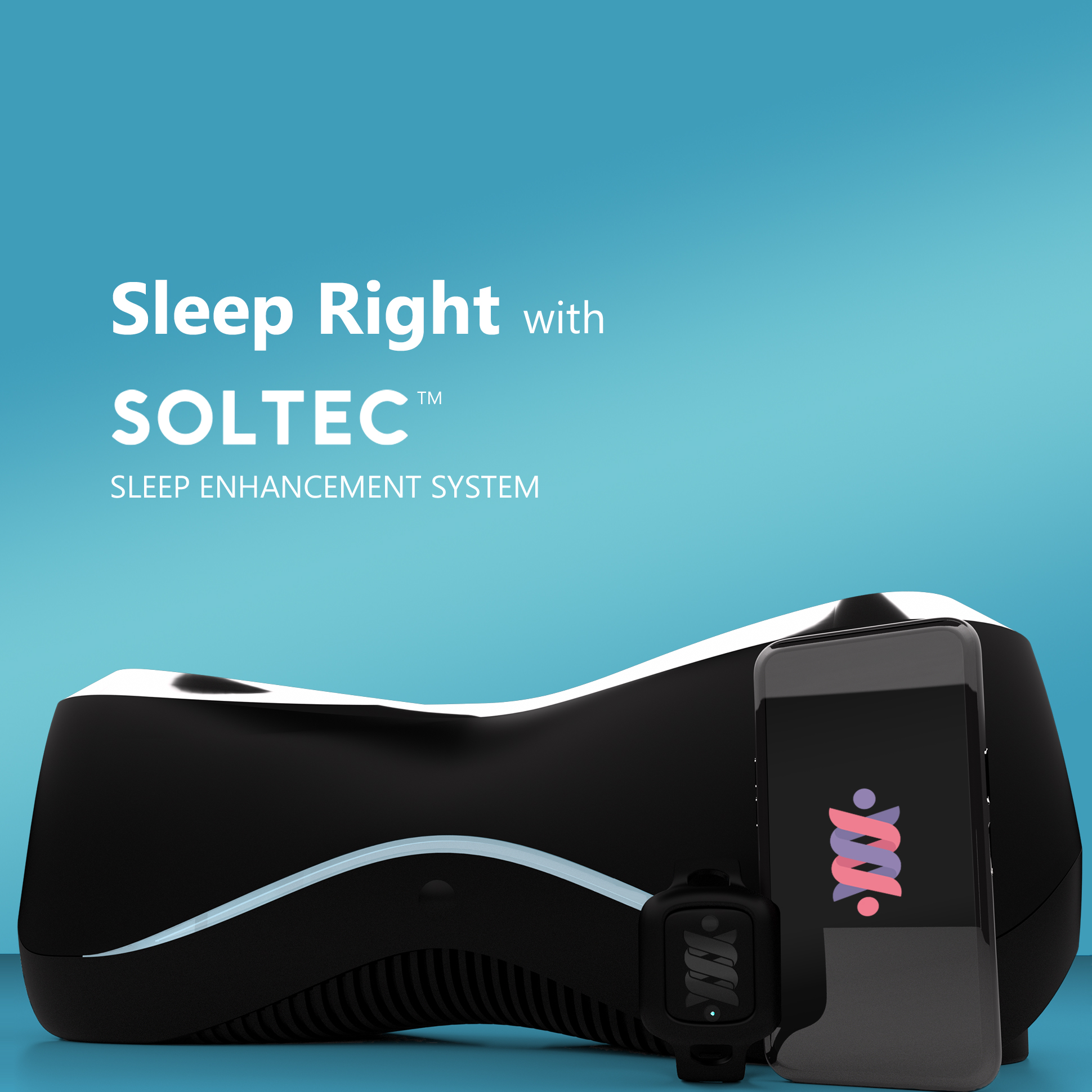Sleep right with SOLTEC square Image depicts  Z TRACK, Z GEN and SOLTEC  Z App